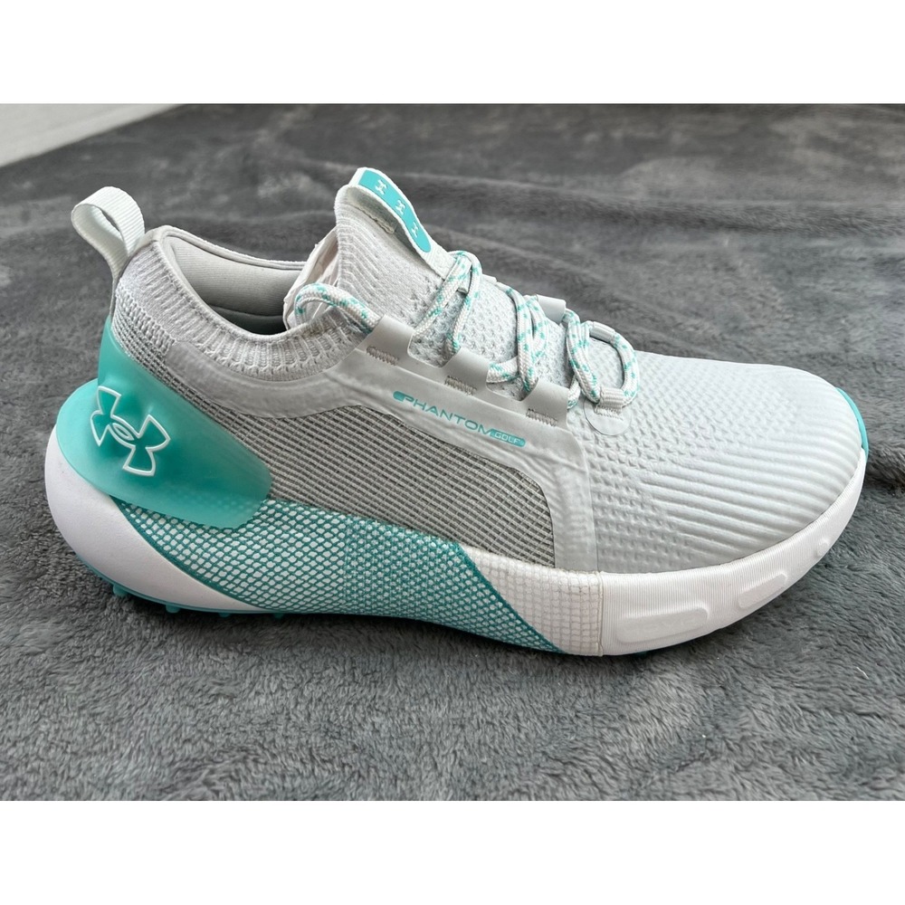 Under Armour Hovr Phantom Golf Shoes Womens 8 Gray Turquoise Spikeless NEW